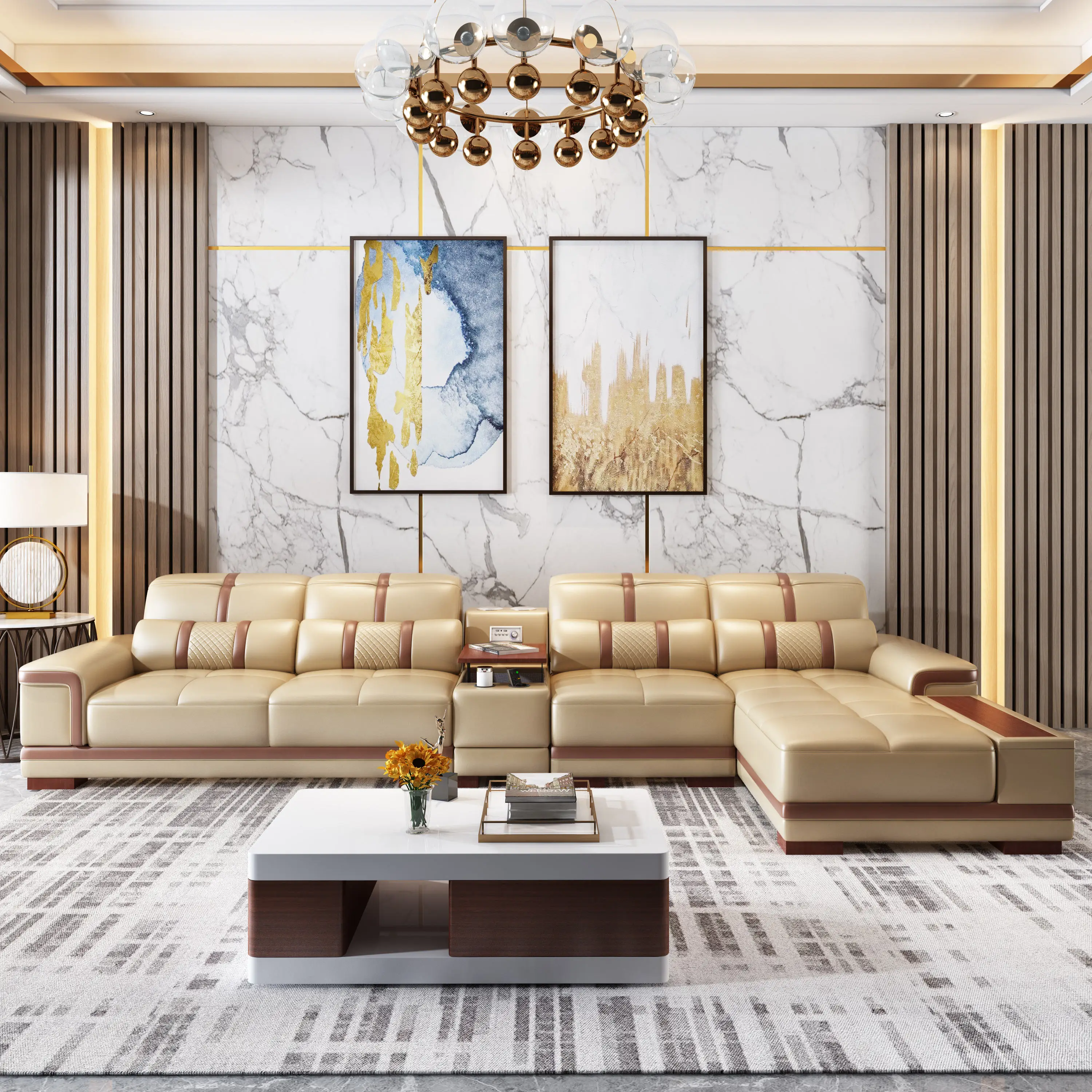 Stylish Design Multiple Seating Options Modern Living Spaces Luxury Comfortable Tufted Bouclé Fabric Modular Sofa Set