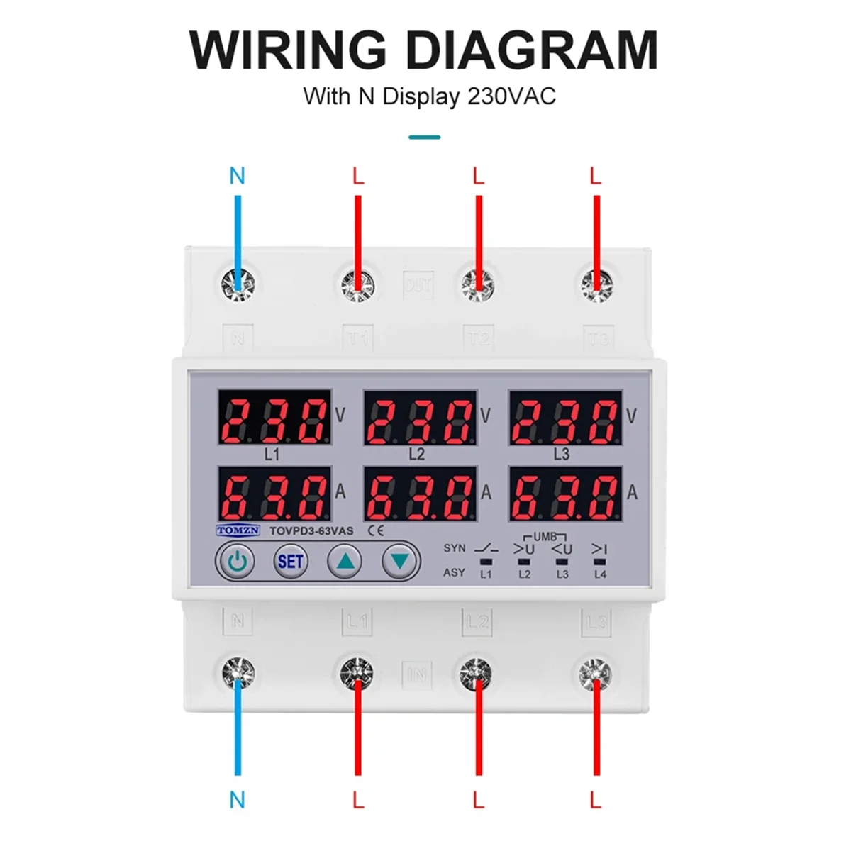 

Din-рейка 63A, предел тока повышенного пониженного напряжения, реле защиты, синхронный асинхронный ASYNC