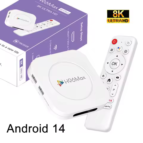New Smart TV Box H96 MAX M1 PLUS Android 14.0 RK3528 Wifi6 BT5.4 8K Voice Remote Google Assistant Media Player Set Top Box