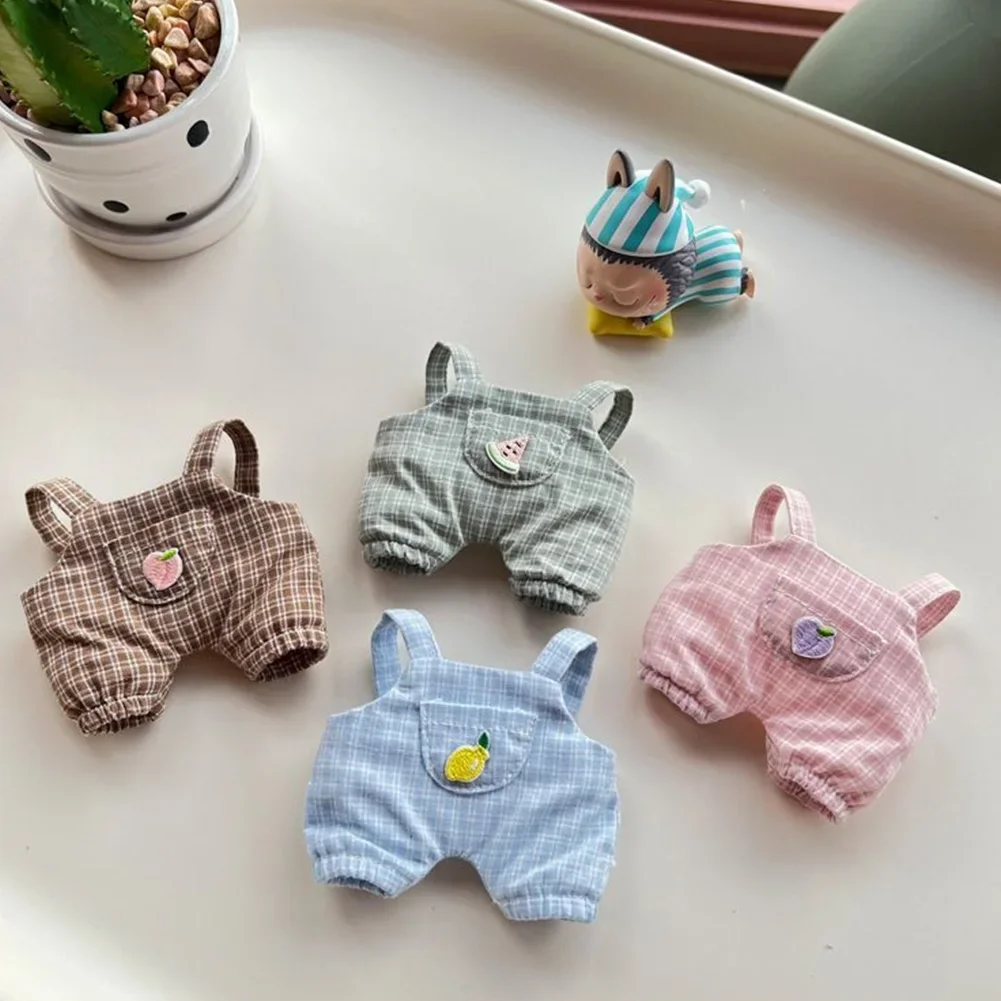 For Labubu T-shirt Pants Set Leisure Style 17cm Mini Plush Doll Clothes Outfit Idol Hat Clothing Gift Doll Accessories