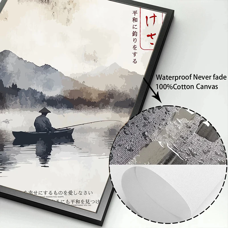 اليابانية خمر المشهد الملصقات كرين بحيرة الصيد يطبع حائط لوح رسم صورة فنية لغرفة المعيشة ديكور المنزل