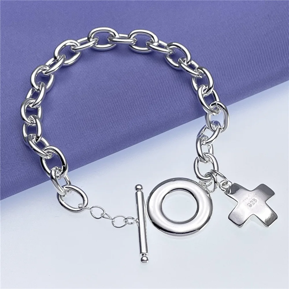 Nuevas pulseras de plata de ley 925 con hermosas cruces para mujeres y hombres, joyería de moda, regalos de cumpleaños para bodas, compromisos y fiestas.