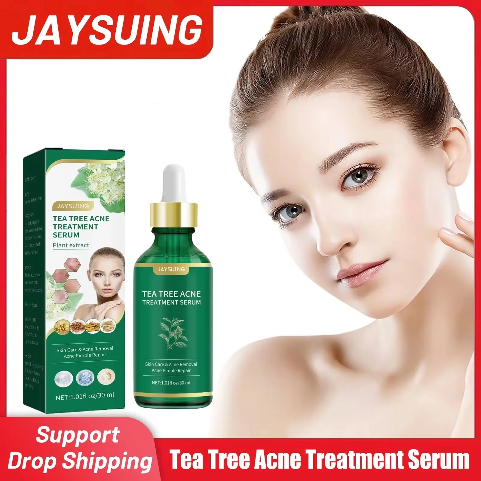 Tea Tree Acne Treatment Serum Acne Marks Removal Oil Control Shrinking Pores Moisturizing Anti Inflammation Face Essence 30ml