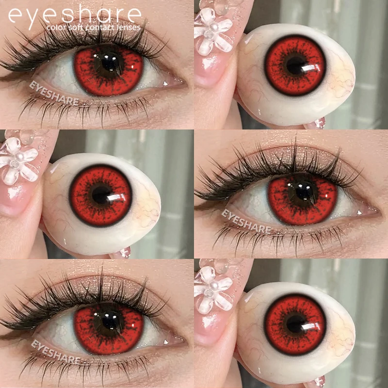 EYESHARE 1 Paar Rote Cosplay-Farbige Kontaktlinsen für Augen Verrücktes Halloween-Make-up Farbige Augenlinsen Anime-Zubehör – Detail 20