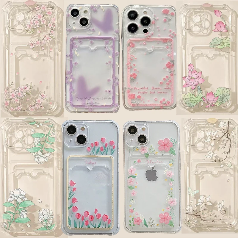 لوتس زهرة حامل بطاقة الصورة الأزهار الحال بالنسبة آيفون 17 برو ماكس 17 الهواء 16E 13 14 15 برو ماكس 11 12 13 برو 16 زائد غطاء المحفظة