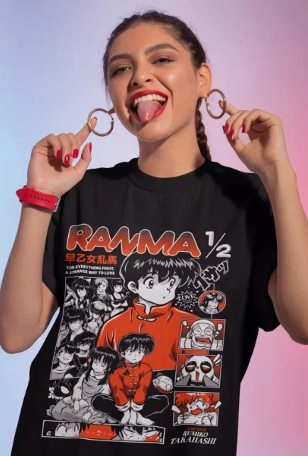 

Летняя футболка Ranma 1 2, шампунь RumikoT Islashi Girl Kawaii, забавная футболка с аниме, все размеры, персонализированная свободная хлопковая футболка с короткими рукавами
