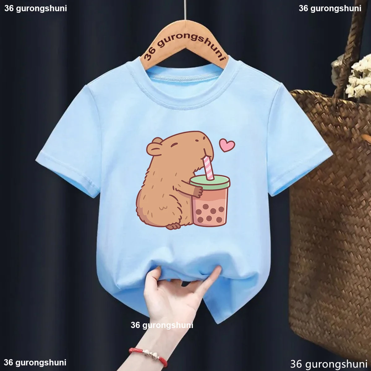 غينيا خنزير الأرنب التي شيرت للفتيات/الأولاد Kawaii الاطفال الملابس Capybara تي شيرت ملابس الأطفال الصيف قصيرة الأكمام تي شيرت