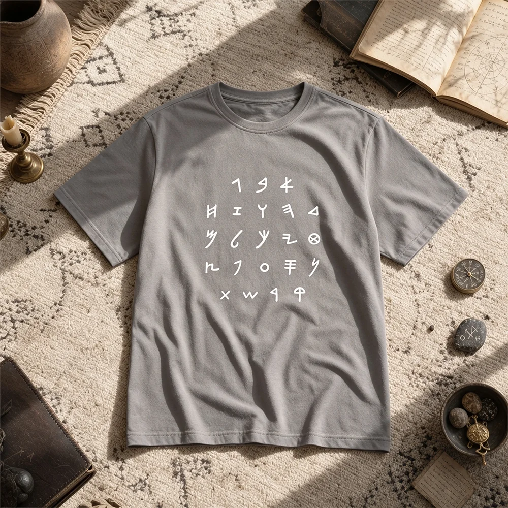 Unisex Ancient Symbol T-Shirt Short Sleeve Israel Style Cotton Summer Soft Top Mythic Graphic Parent-Child Comfortable Tee