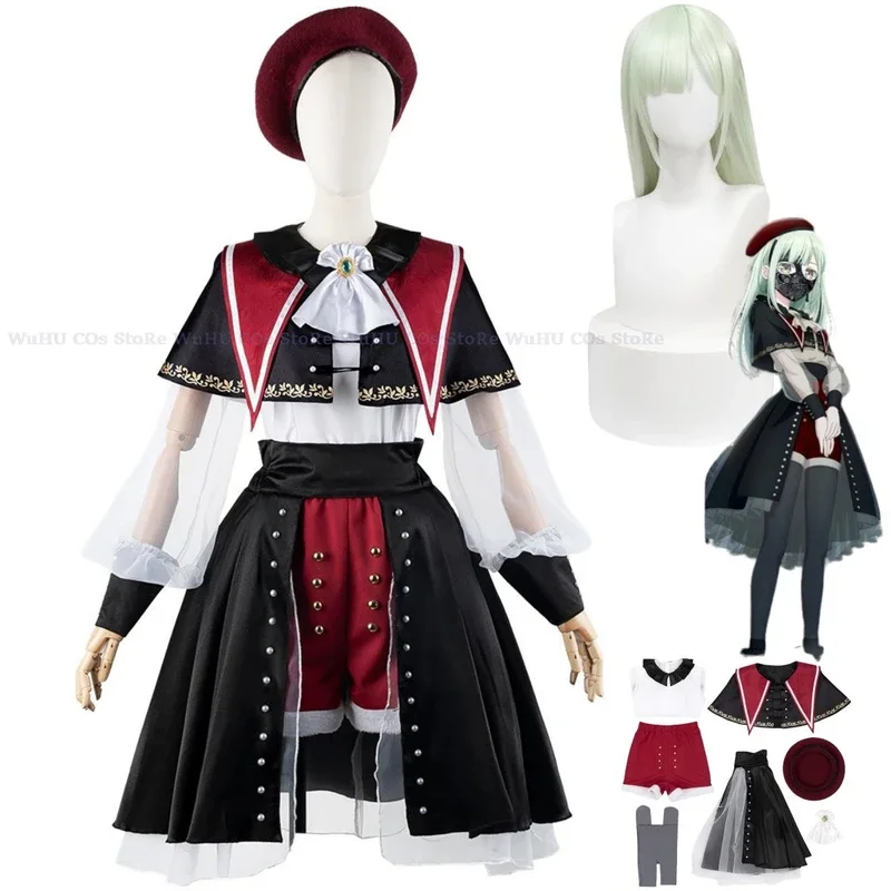 Anime BanG Dream! It's MyGO!!!!! Mutsumi Wakaba Cosplay Costume Ave Mujica Wig Black Red Cloak Lolita Woman Lovely Party Suit