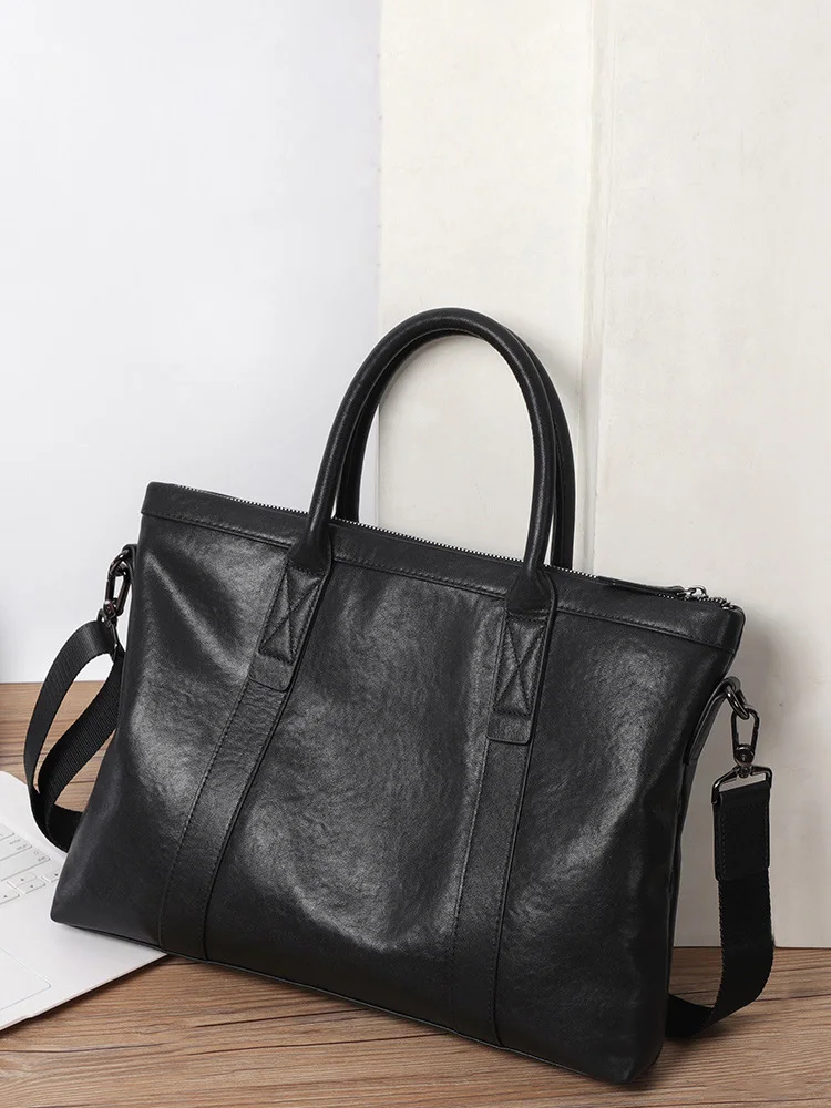 

Кожаная мужская сумка-портфель для повседневного использования, деловая сумка через плечо, вместительная сумка из воловьей кожи, дорожная сумка, прочная сумка-портфель