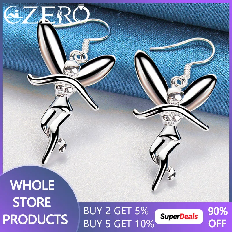 ALIZERO 925 Sterling Silver Elf Drape Earrings For Women Wedding Engagement Party Fashion Charms Jewelry Girl Cute Accessories