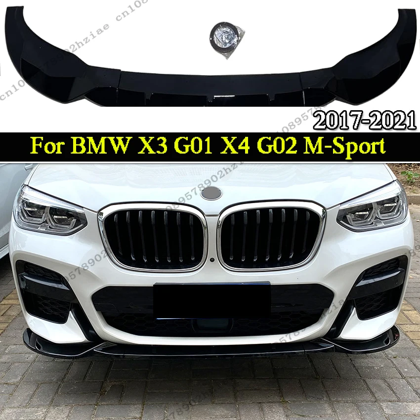 

3Pcs Car Front Bumper Spoiler Splitter Lip For BMW X3 G01 X4 G02 M-Sport 2017-2021 Gloss Black Car Lower Protector Kit Tuning