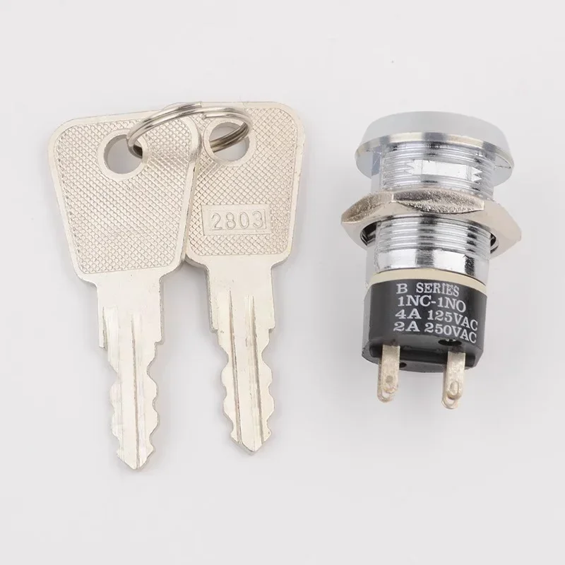 5 Sets 19mm 4Pin Metal Electronic Power Lock Key Switch ON-OFF 2Position DPST A Series 2803 Zinc Alloy Welding Terminal