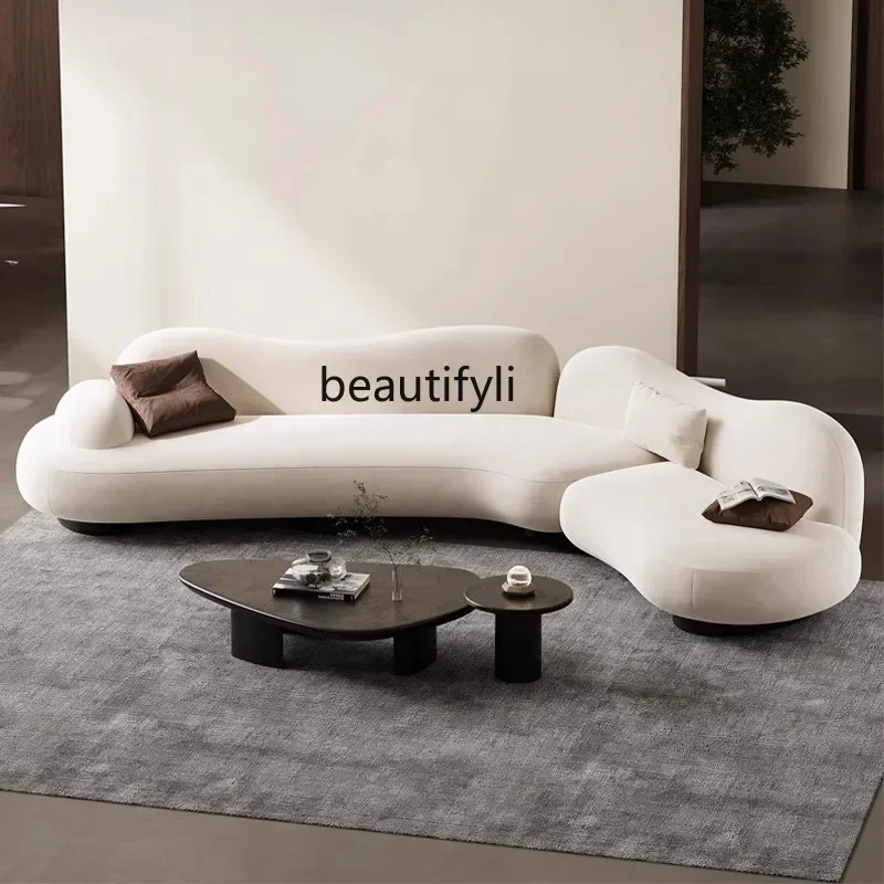 

Italian light luxury minimalist fabric sofa modern simple curved, special-shaped corner sofa
