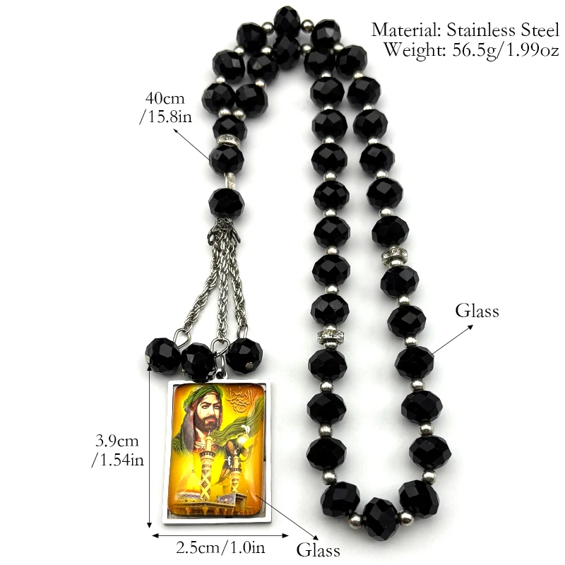 الإسلام النبي محمد مسلم الزجاج وسام الفولاذ المقاوم للصدأ سيارة قلادة للنساء الرجال الذهب اللون العربية تميمة سلسلة مجوهرات هدية #6