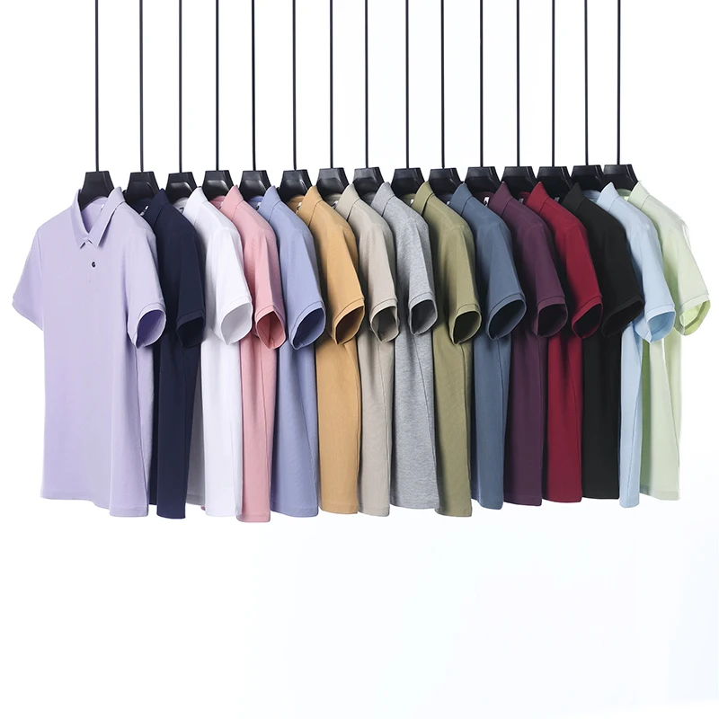 Classic Men Short Sleeve Polo Shirt 100% Mercerized Cotton Breathable Summer Golf Business Casual Athletic Tops