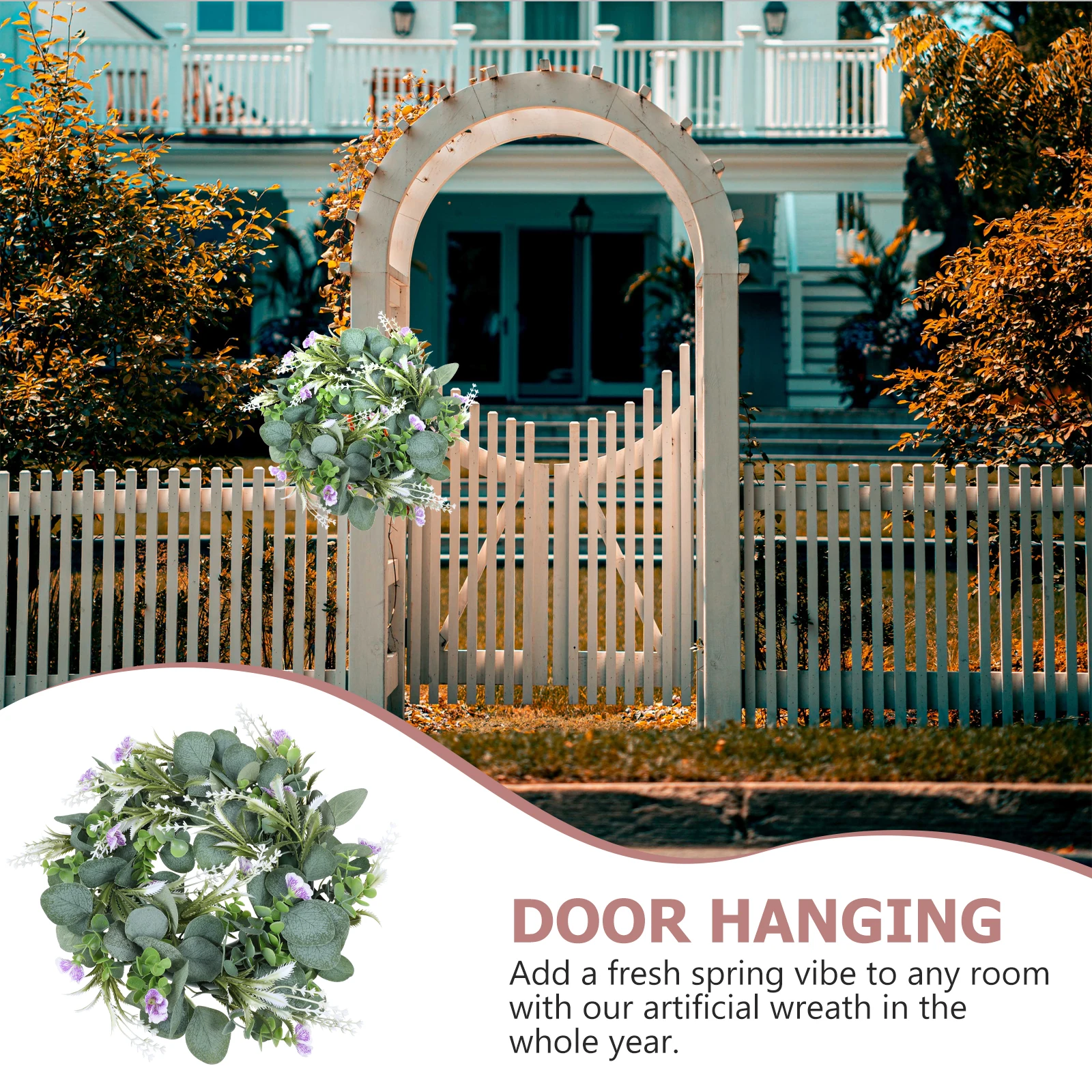 

Simulation Hanging Decoration Front Door Artificial Violet Spring Wreath Hanging Wall Decor Eucalyptus Decorative Wreath
