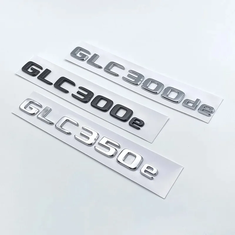 

3D ABS Chrome Black Letters GLC300de GLC300e GLC350e GLC400e 4Matic Emblem for Mercedes-Benz GLC X253 Car Trunk Logo Sticker