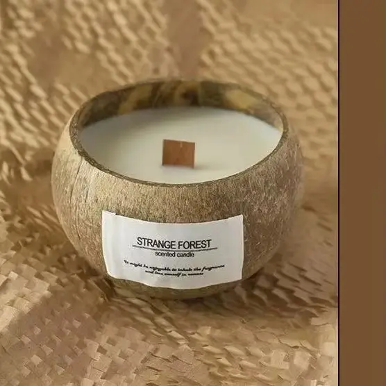 Candela profumata con guscio di cocco naturale, candela con olio essenziale vegetale per aromaterapia, ornamento per decorazioni ambientali per la casa in stile Ins