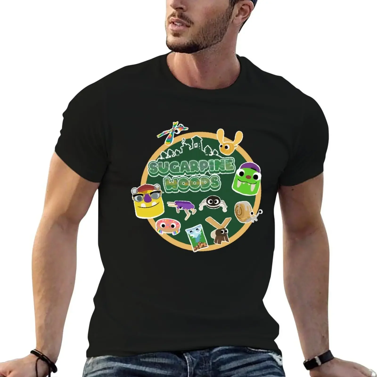 Sugarpine Woods Bugsnax Characters Bugsnax Snax and Grumpus T-Shirt plus size tops plus sizes mens graphic t-shirts