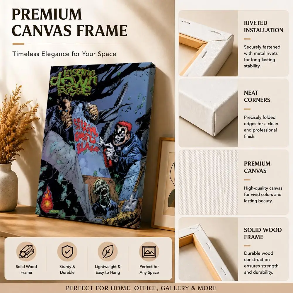 Rebellious Band I-Insane Clown Posse Framed Wall Painting Canvas Art Poster with Solid Wood Frame for Living Room Home Decor