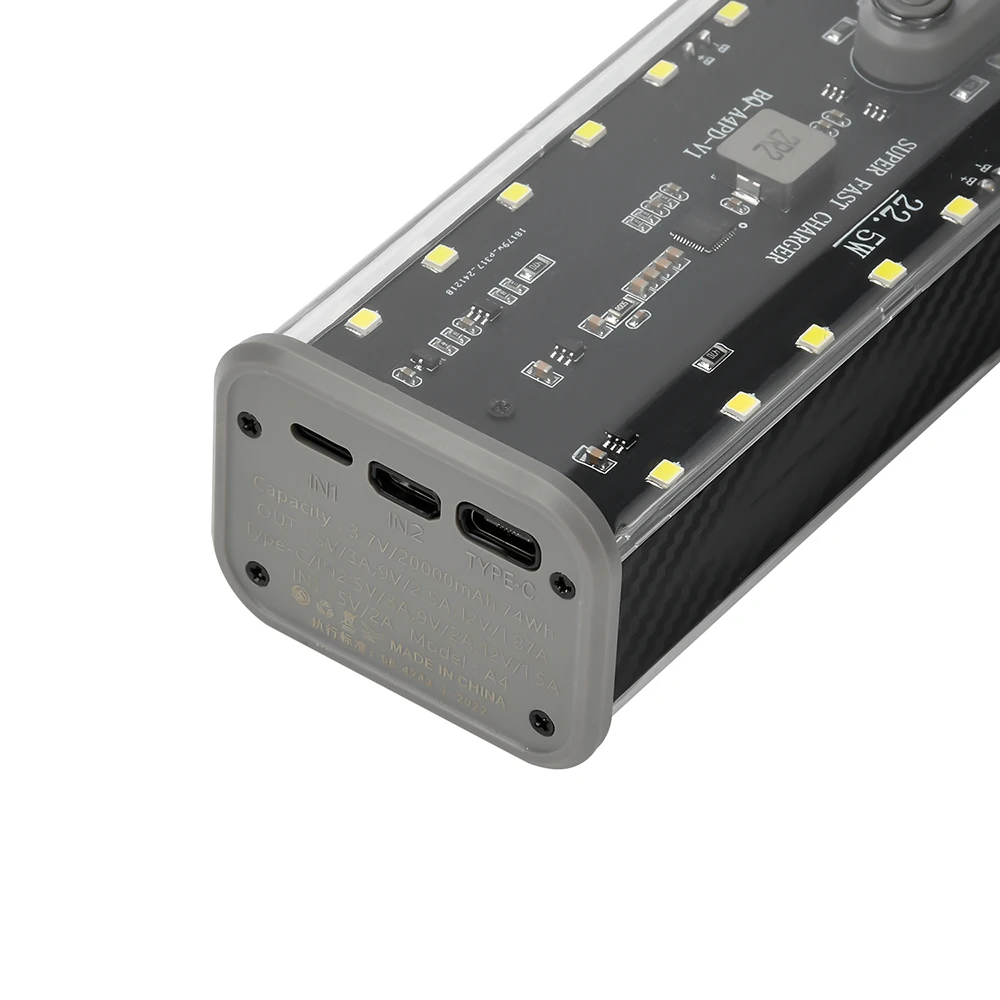 DIY 4*21700 Powerbank-Gehäuse 22,5W PD Schnellladung Dual-USB-Akku-Speicherbox Unterstützt Helligkeitsanpassung und Blitzmodus – Detail 21