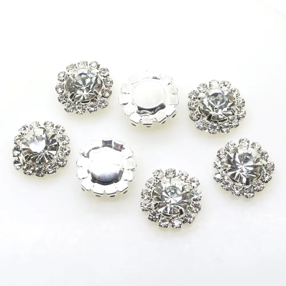 10 Pcs/ Set 15MM Round Rhinestone Buttons, Sewing Buttons For Needlework, DIY Wedding Decoration Buttons, Clothes Buttons