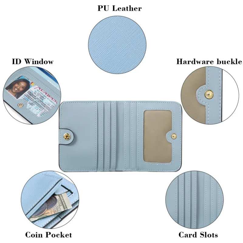 محفظة نسائية محفظة Rfid صغيرة الحجم ثنائية الطي محفظة جيب جلدية أنيقة محفظة صغيرة للسيدات مع نافذة لبطاقة الهوية