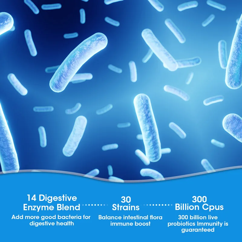 Capsules probiotiques à mâcher pour adultes, soutien digestif, santé Gut, 300 millions de fibres CFU, supplément Township Burn Fat