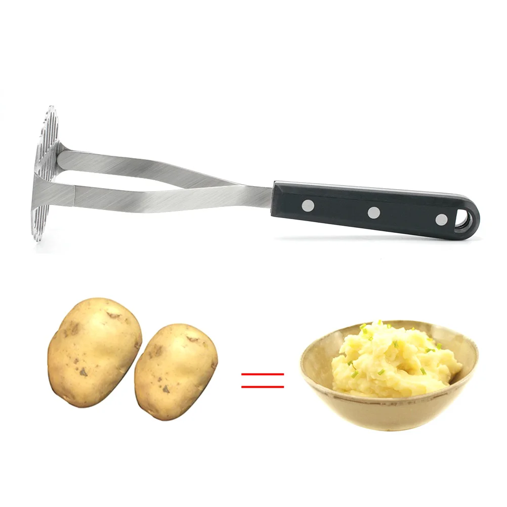 

1pc Stainless Steel Presser Crusher Masher Kitchen Gadget Non-Slip Handle Heat Resistant Manual Ricer Hollow Design Easy