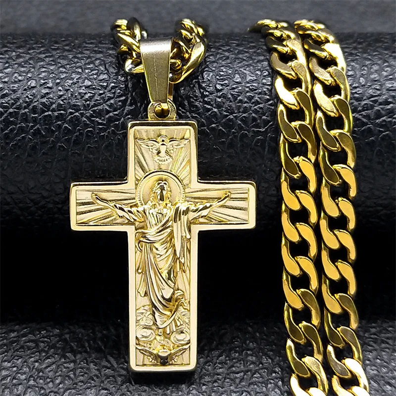 2024 new fashion trend hip hop cross pendant male ins with light luxury high-grade titanium steel necklace accessories