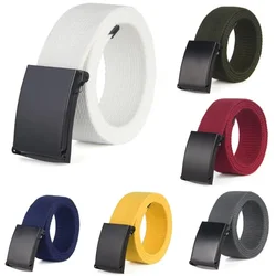 Mode Nieuwe Unisex Riem Zwart Legering Gesp Effen Kleur Canvas Riem voor Mannen Outdoor Sport Jeans Tailleband Spot Groothandel