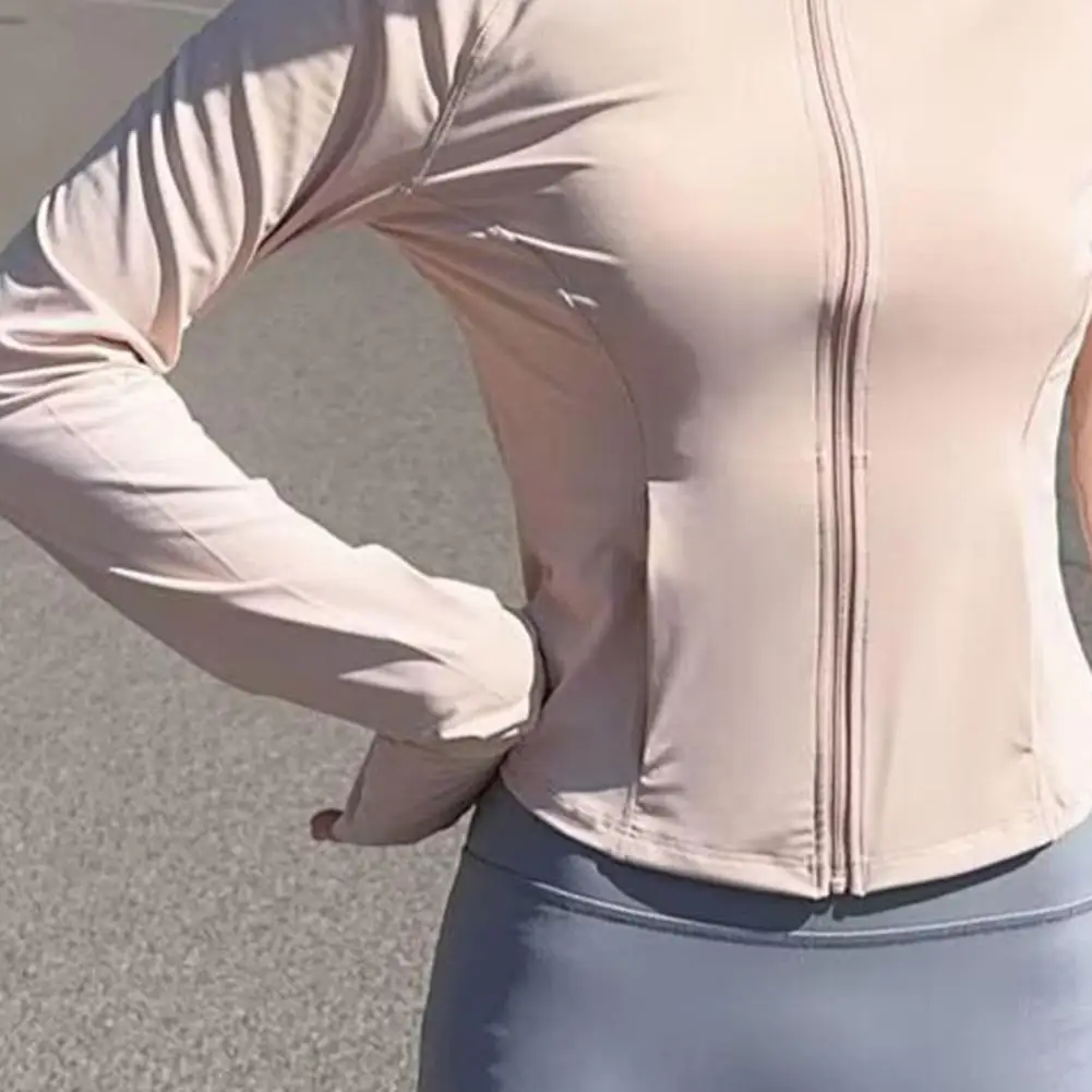 

2026 Sun Quick Drying Sports Coat Women's Tight Top Yoga Jacket Long Sleeve Zipper Jacket Running Fitness Women's Jacket M-XL