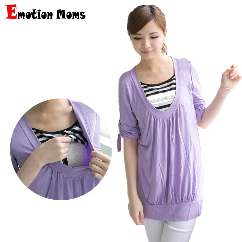 

Emotion Moms Cotton Maternity Clothes Maternity T-Shirt Clothes Lactation Tops Breastfeeding Tops for Pregnant Women