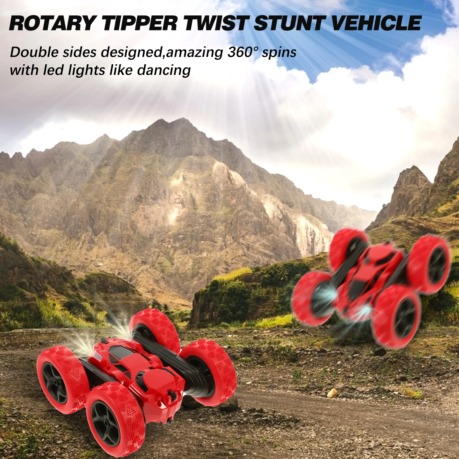 

Double Sided Car 360° Flips Rotating Vehicles Fire Red Toy Cars ° Flips Rotating Vehicles Off road Model Gifts Home