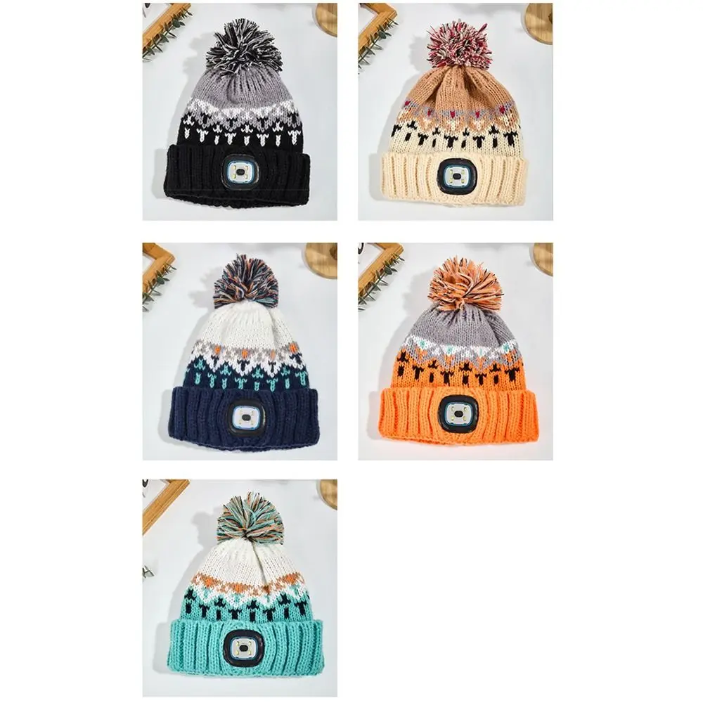 New Rechargeable LED Beanie Hat Knitted Warm Winter Cap Beanie Hat Night Running Fishing and Riding