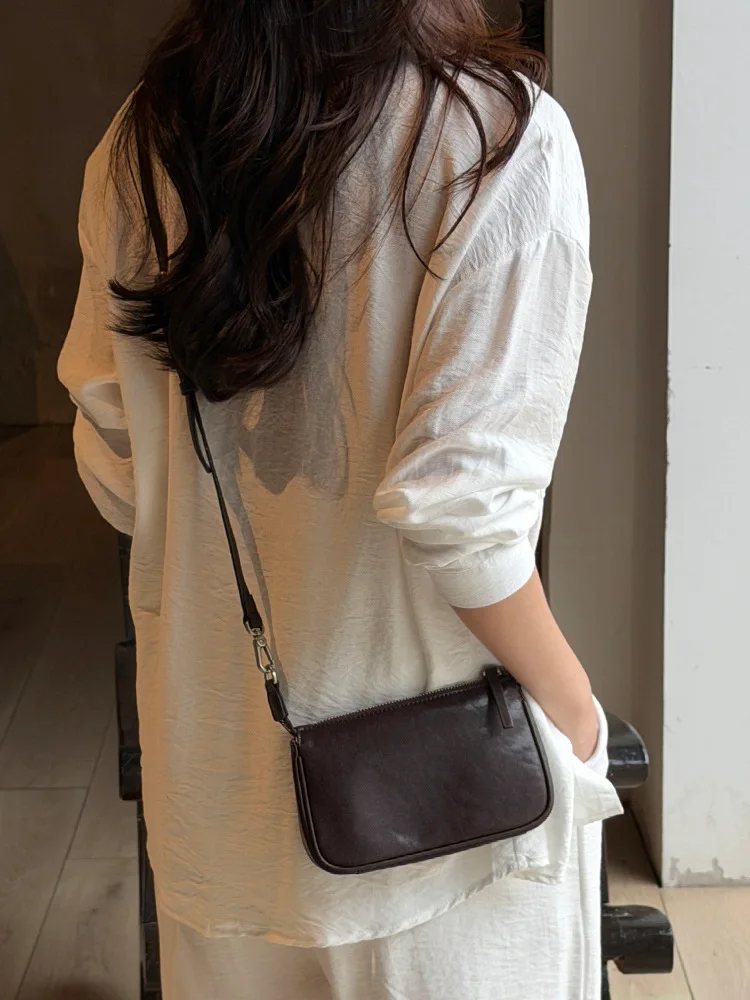 

Retro Crossbody Women Small Square Bag Versatile Lightweight Handbag, Shoulder Bag Mini Underarm Bag Genuine Leather Women Bag