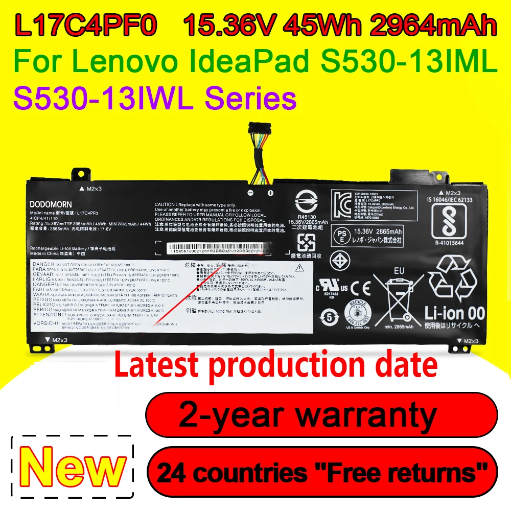 NEW Laptop Battery For Lenovo xiaoxin Air 13IWL/IML Ideapad S530-13IWL L17M4PF0 L17C4PF0