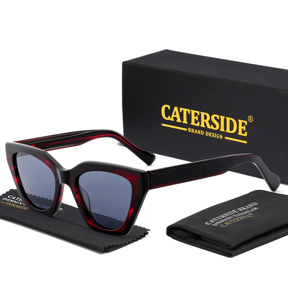 CATERSIDE Damen Mode Polarisierte Sonnenbrille Luxus Acetat Katzenaugen-Rahmen Herren Outdoor Sport Fahr- und Dekorationsbrille UV400 – Detail 10