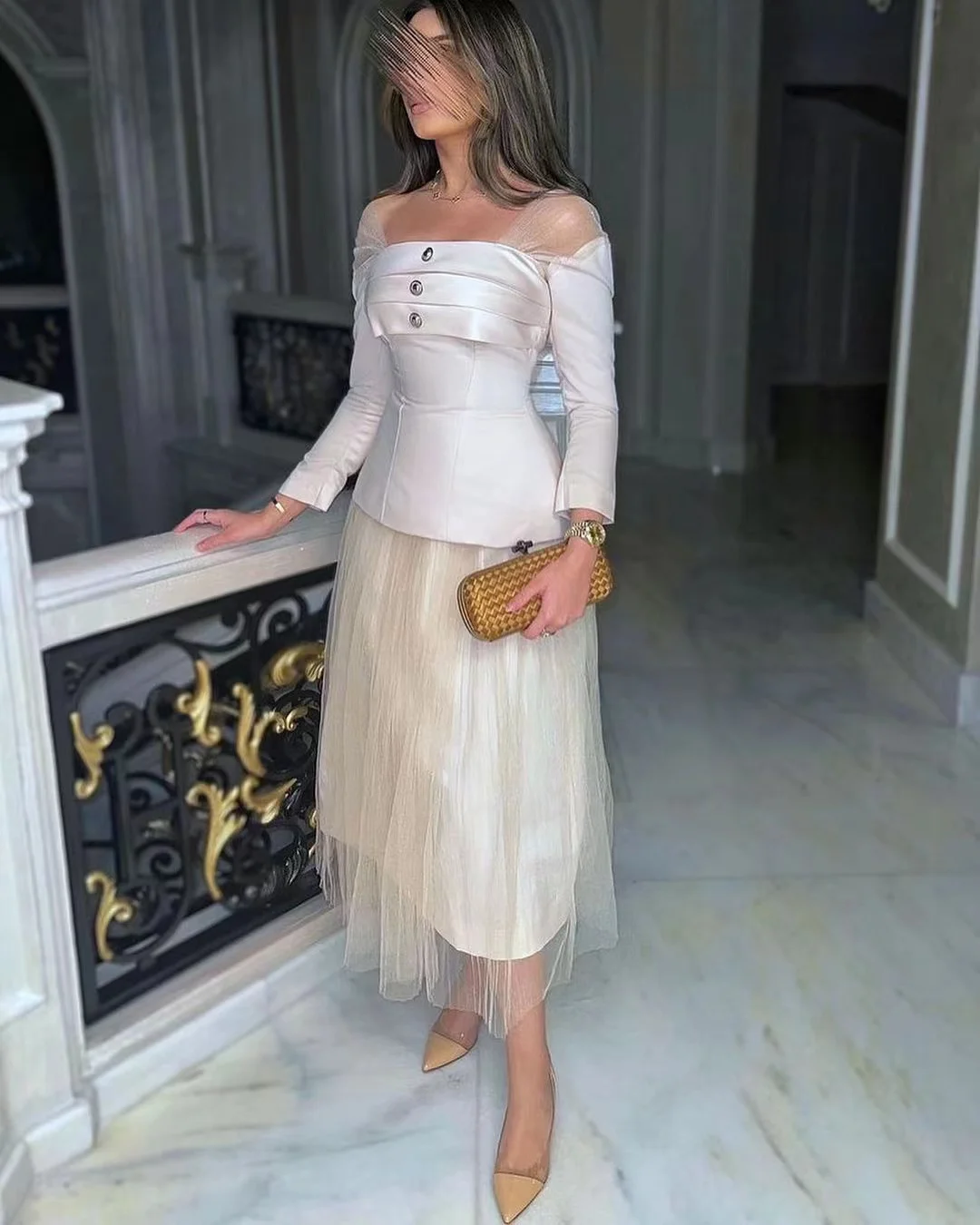 Fashionvane Customized Prom Dresses Off Shoulder Long Sleeves Homecoming Party Birthday Gowns Zipper Back Cocktail Dress