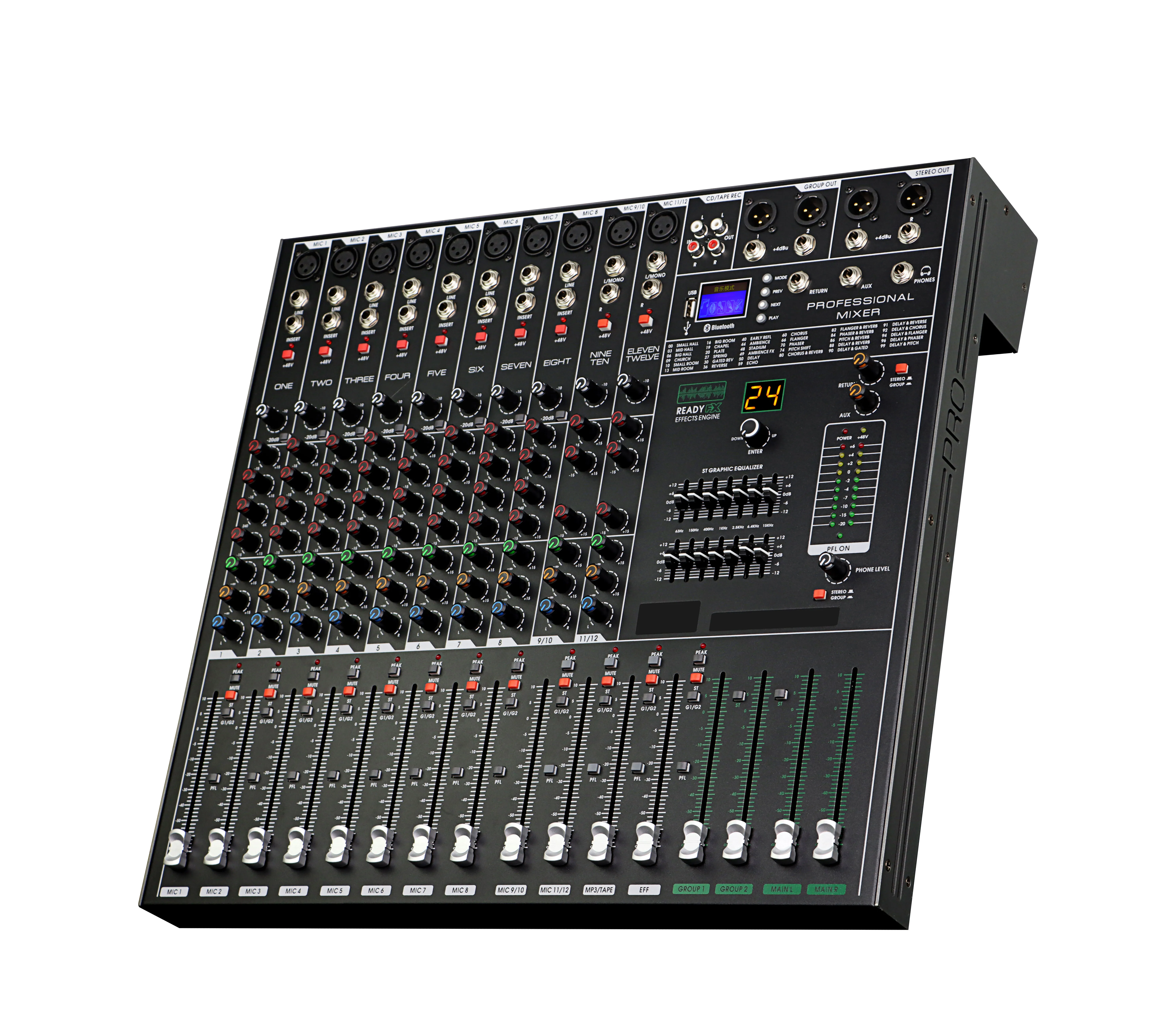 MR-9312 Professionele Audio Mixer Console Dj Speler Onafhankelijke Fantoomvoeding 8 Kanalen Usb Blue Tooth