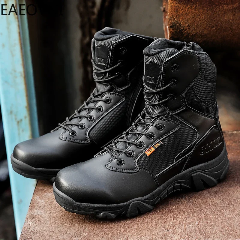 Climbing Boots High Tops Men's Motorcyclist Boot Men Snow Shoes Hard-wearing Breathable Man British Style EAEOVNI New Arrival