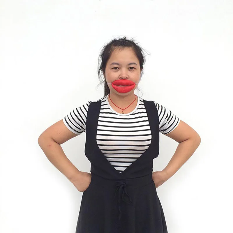 Đạo cụ Truyện cười Xúc xích Môi đỏ Dày Miệng to Halloween Mặt nạ cao su kinh dị vui nhộn