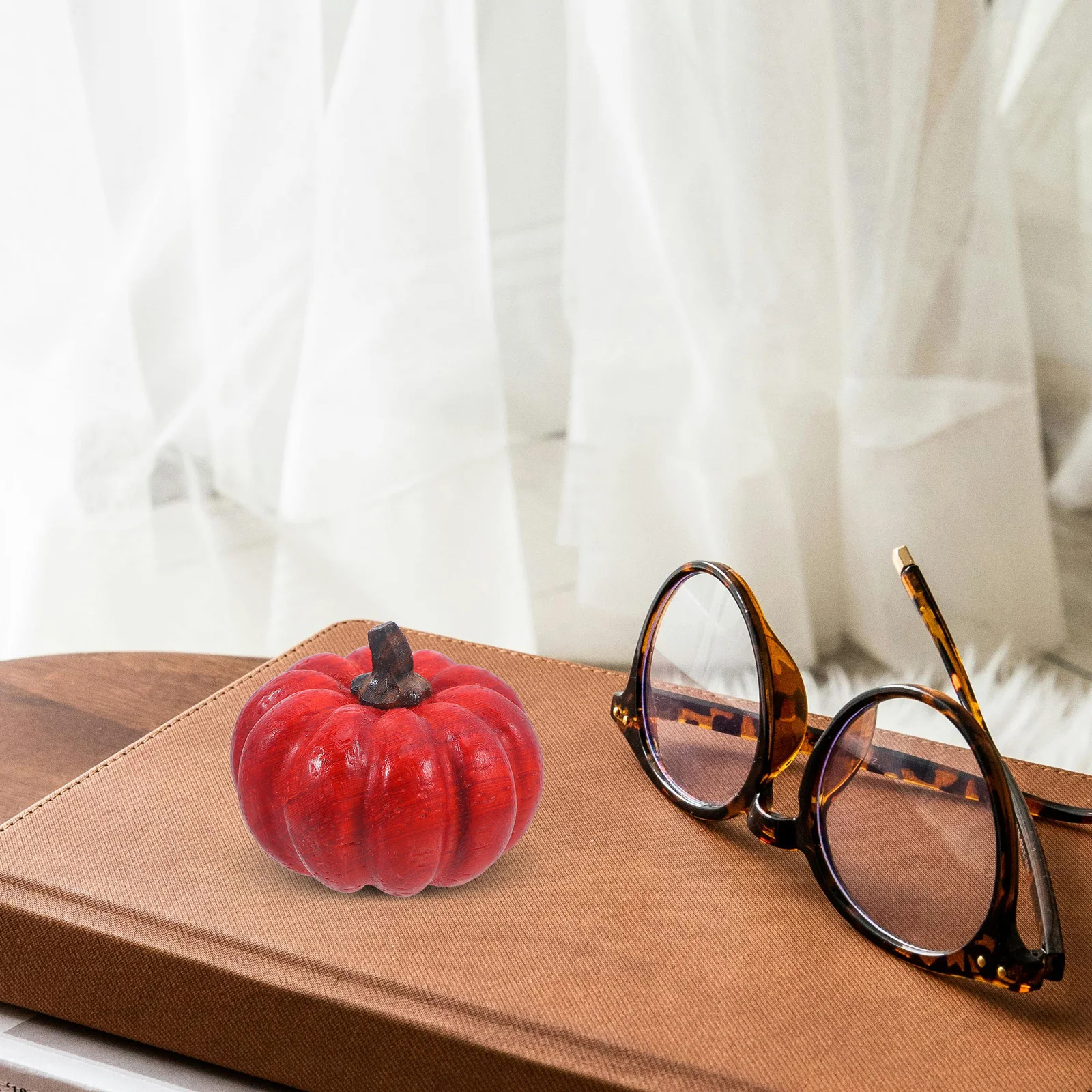 

Hand Carved Wooden Pumpkin Sculpture Fine Craftsmanship Smooth Finish Decorative Accent for Living Room Dining Area