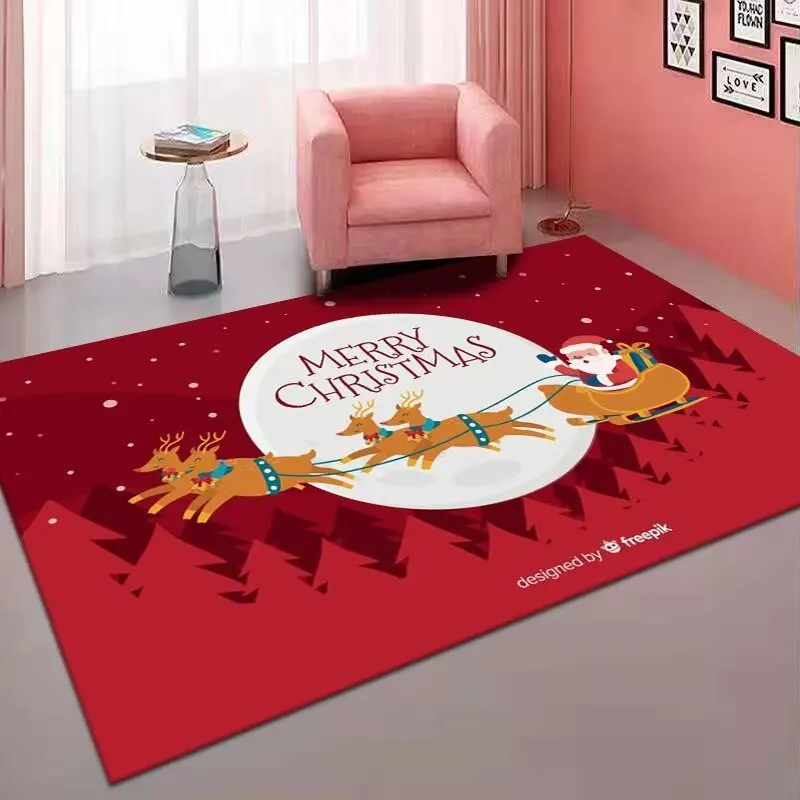 

Christmas Carpet for Living Room Home Decoration Large Rugs Santa Claus Kids Room Children Bedroom Bedside Mats New Year Gifts