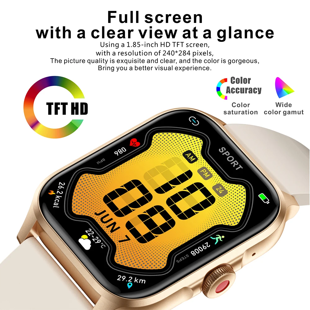GEJIAN 2025 New Men's Smart Watch 1.85-inch HD 240*284 Heart Rate Monitoring Bluetooth Call Waterproof Fitness Track Smart Watch