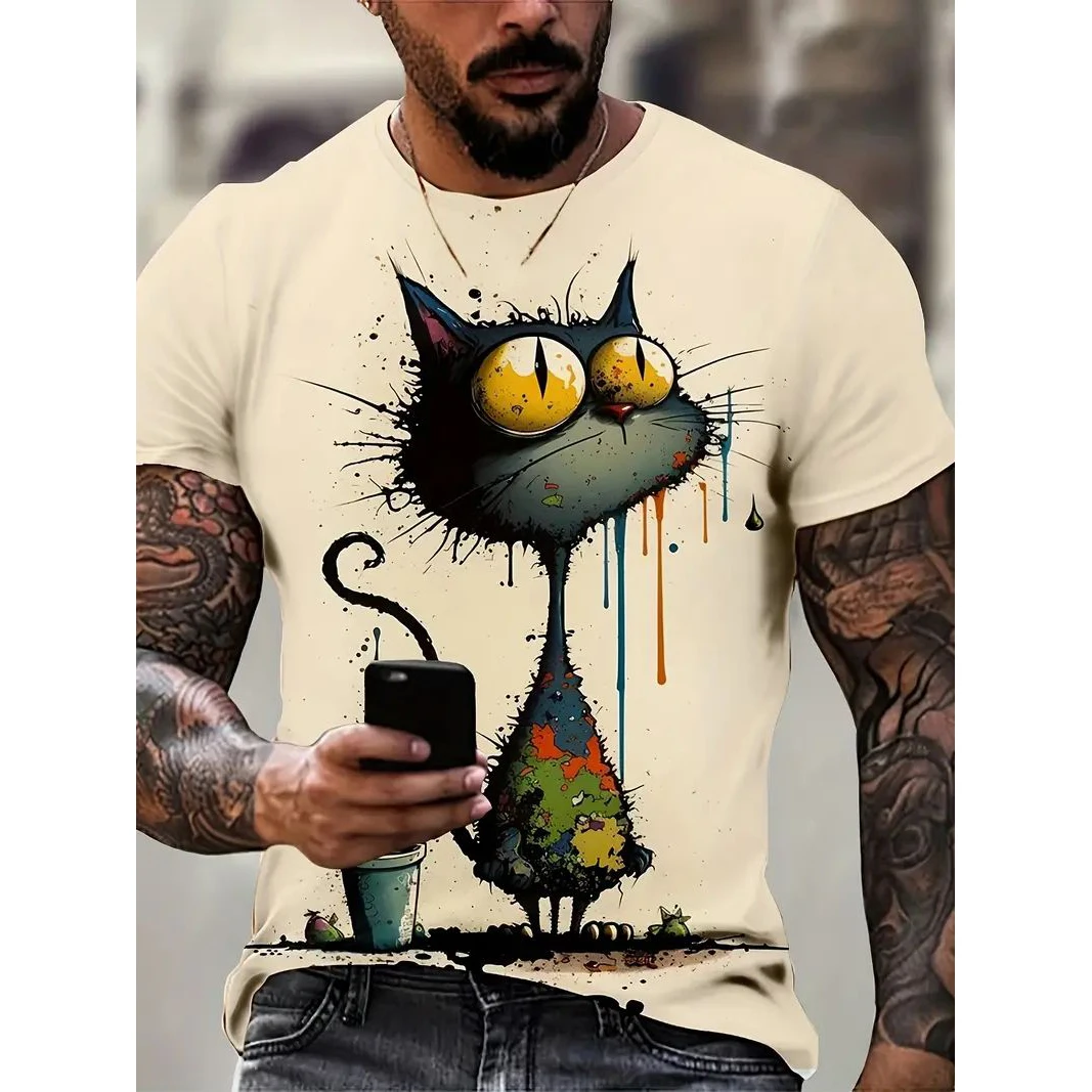 Men\'s T Shirt Summer Casual Short Sleeve Cartoon Print Funny Animal T-Shirts Fashion Streetwear Male Pullover Oversized Clothing