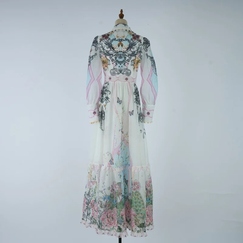 V-Ne Long Sve Slim Fit Dr Abito a trapezio a vita alta Vintage Court Sle stampato con cintura in vita Casual da donna Dr