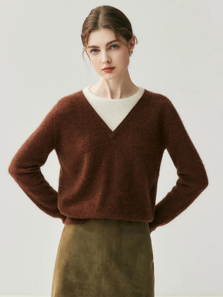 Abbigliamento da donna casual alla moda Colore a contrasto Maglione più venduto Autunno Inverno Pullover lavorato a maglia in cashmere 100% di alta qualità