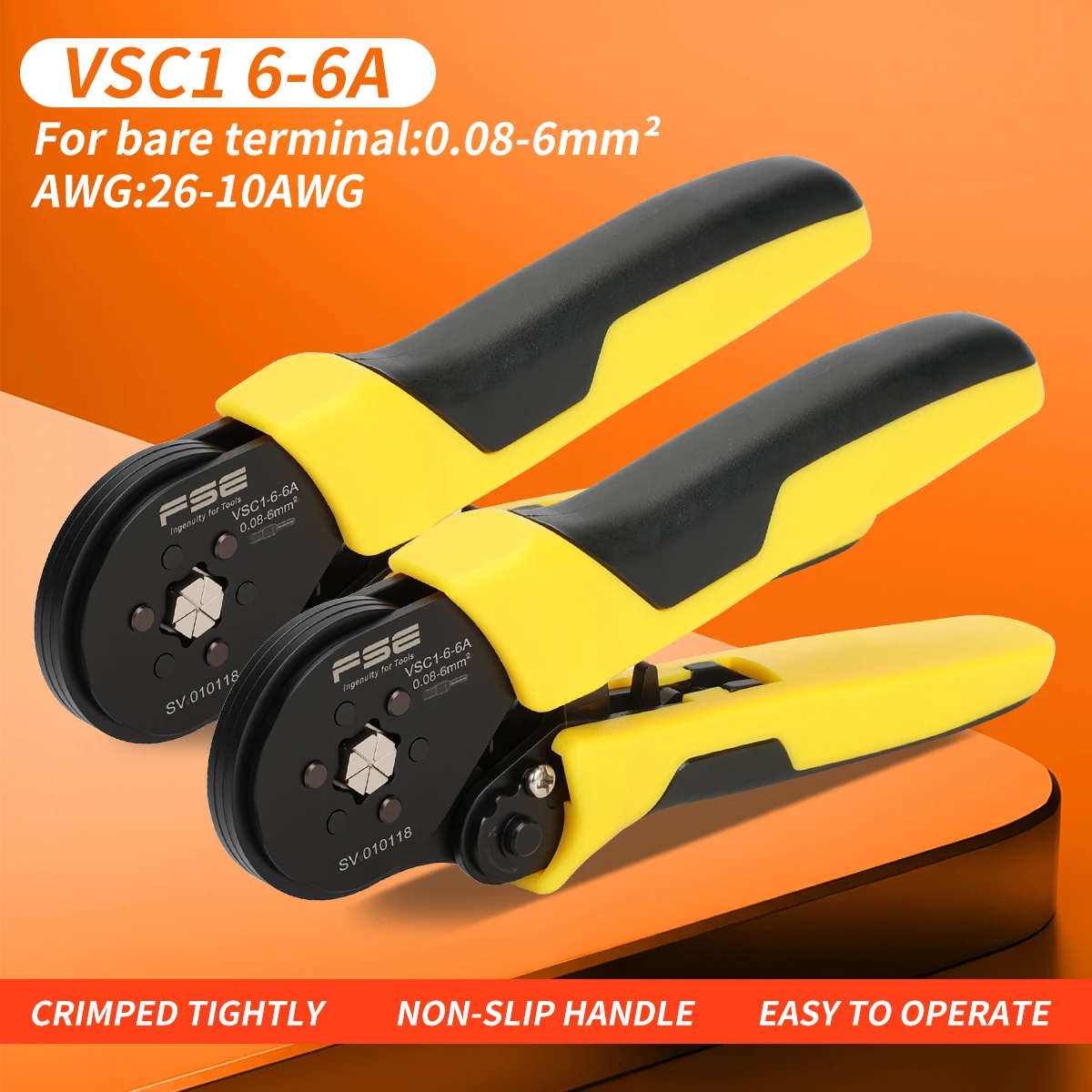 Alicate de Crimpagem Mini Série FSE VSC1, Alicate de Crimpagem para Terminais Tubulares e de Pino, Alicate de Eletricista